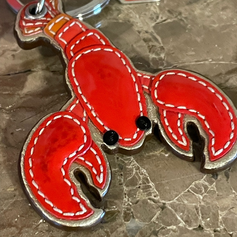 COACH HTF Patent Leather Red Lobster Key Fob Bag Charm Keychain - Picture 4 of 12